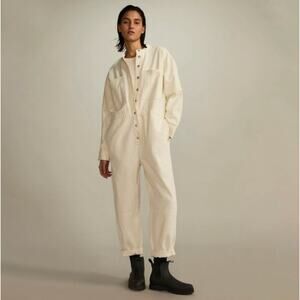 Everlane white canvas coverall jumpsuit size L